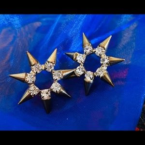 Vintage Star Stud Spike Gold Tone Earrings